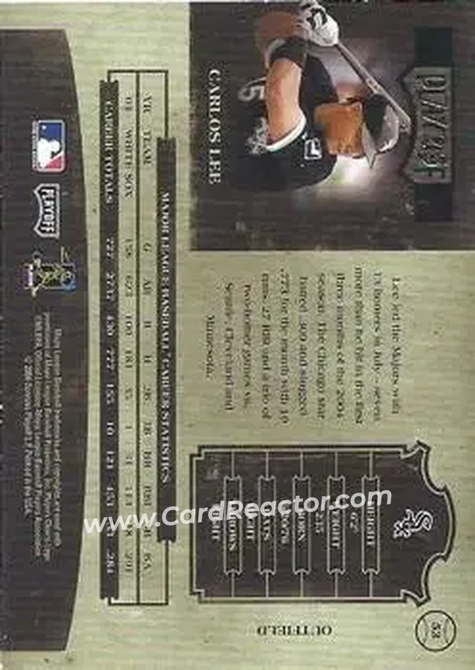 2004 Playoff Prime Cuts II - Century Gold #53 - Carlos Lee - Chicago White Sox - Back