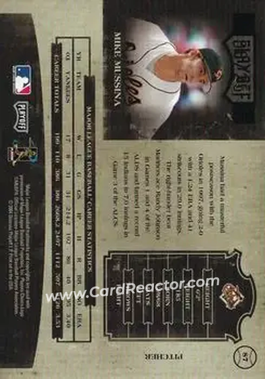 2004 Playoff Prime Cuts II - Century Gold #87 - Mike Mussina - Baltimore Orioles - Back