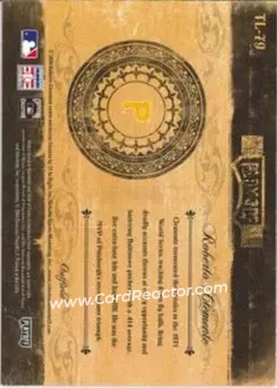 2004 Playoff Prime Cuts II - Timeline #TL-79 - Bob Clemente - Pittsburgh Pirates - Back
