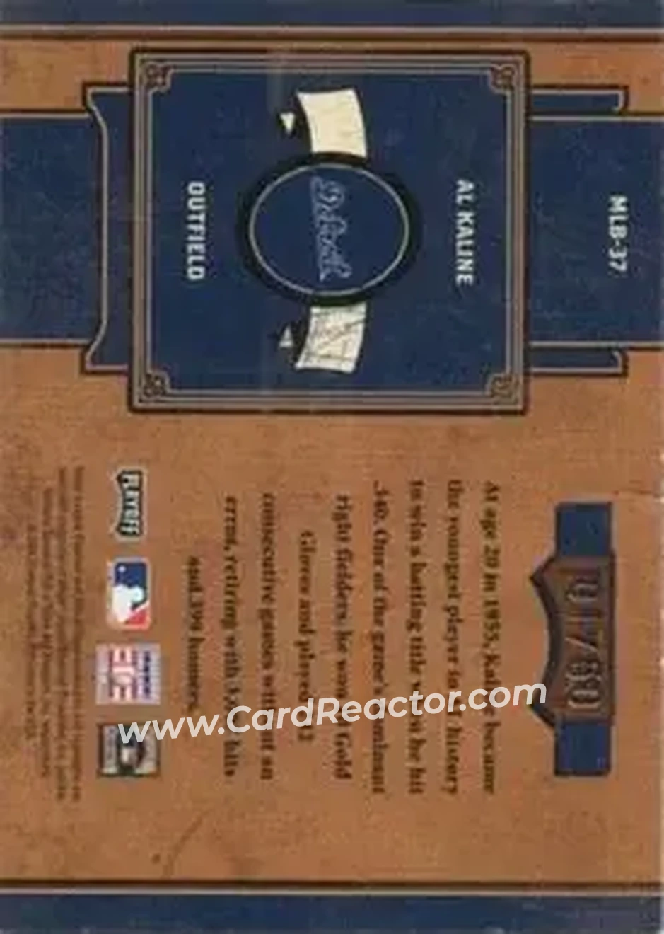 2004 Playoff Prime Cuts II - MLB Icons #MLB-37 - Al Kaline - Detroit Tigers - Back