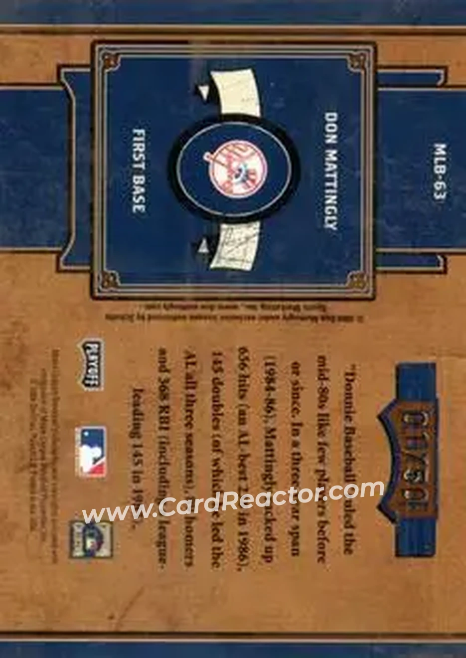 2004 Playoff Prime Cuts II - MLB Icons #MLB-63 - Don Mattingly - New York Yankees - Back