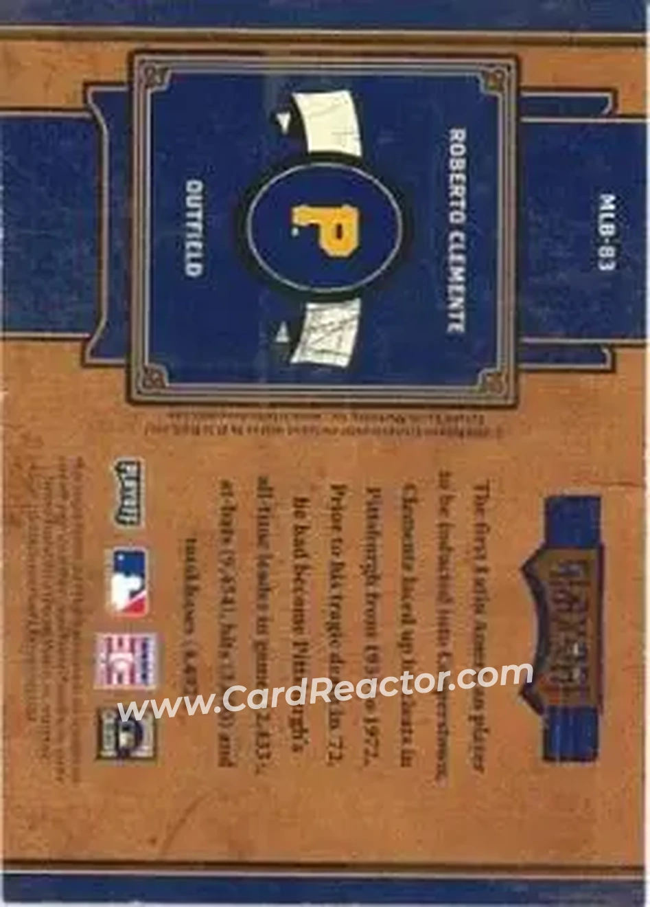 2004 Playoff Prime Cuts II - MLB Icons #MLB-83 - Bob Clemente - Pittsburgh Pirates - Back