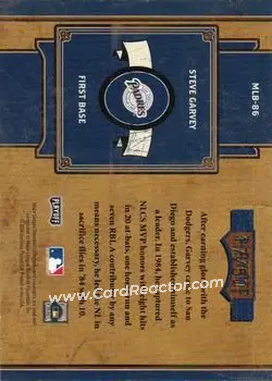 2004 Playoff Prime Cuts II - MLB Icons #MLB-86 - Steve Garvey - San Diego Padres - Back