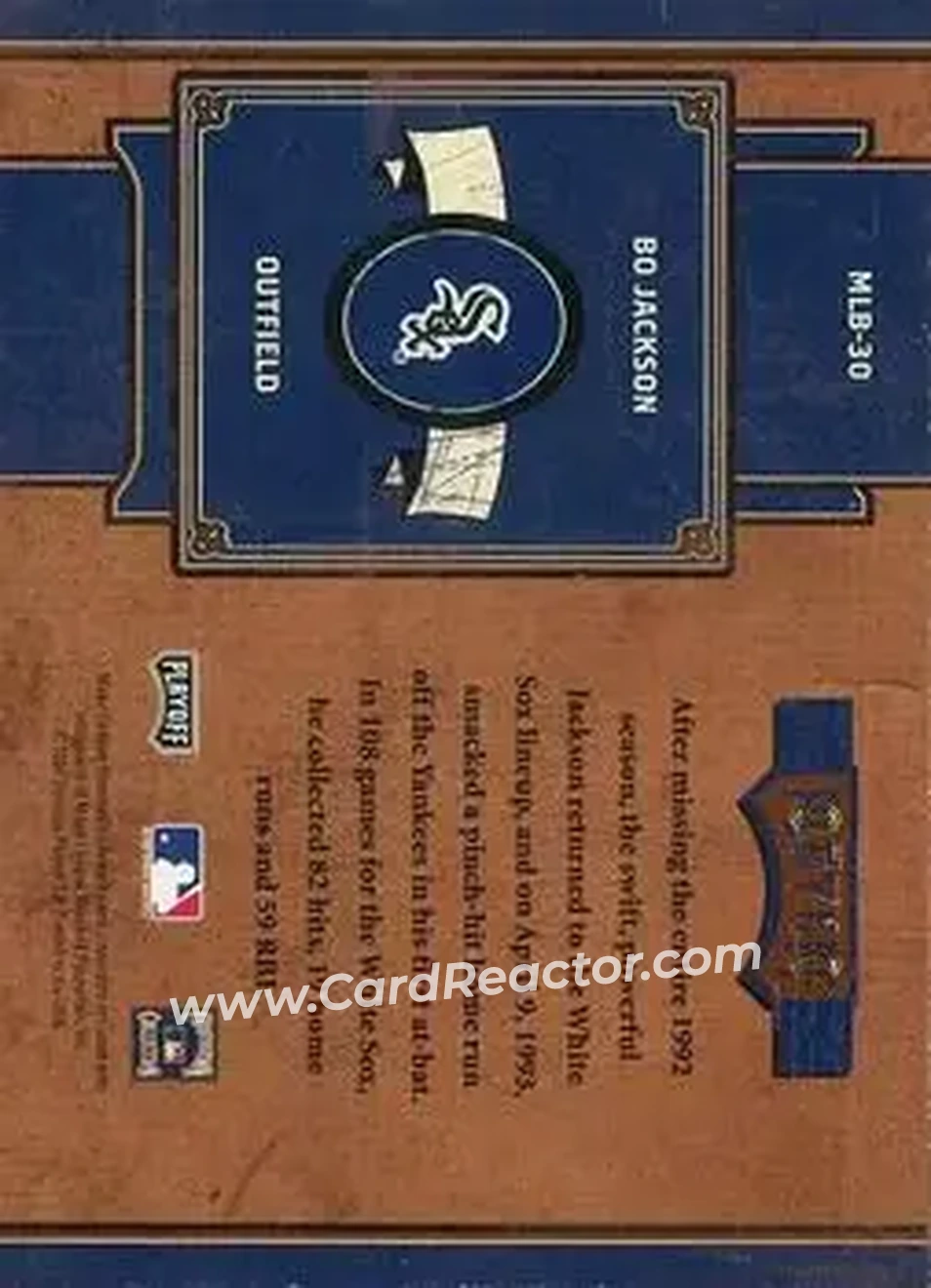 2004 Playoff Prime Cuts II - MLB Icons Century Gold #MLB-30 - Bo Jackson - Chicago White Sox - Back