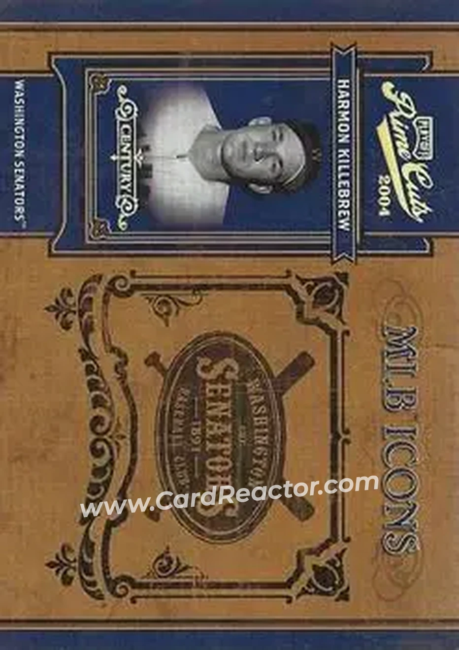 2004 Playoff Prime Cuts II - MLB Icons Century Gold #MLB-100 - Harmon Killebrew - Washington Senators - Front 2004 Playoff Prime Cuts II - MLB Icons Century Gold #MLB-100 - Harmon Killebrew - Washington Senators - Front