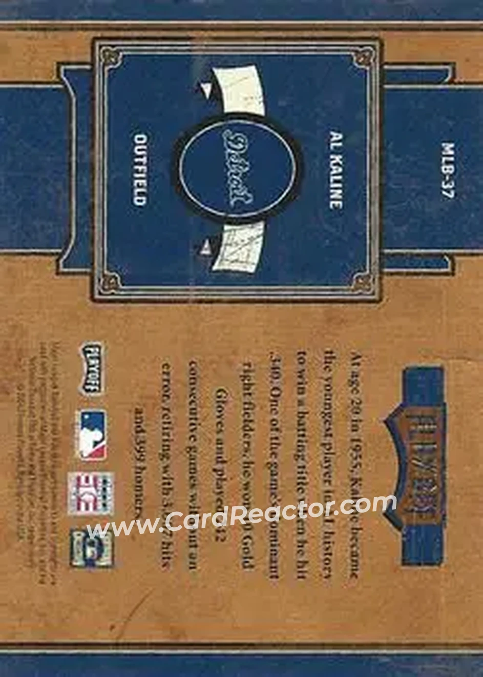 2004 Playoff Prime Cuts II - MLB Icons Century Silver #MLB-37 - Al Kaline - Detroit Tigers - Back