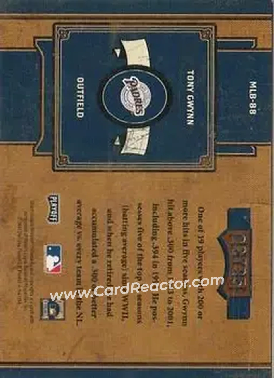 2004 Playoff Prime Cuts II - MLB Icons Century Silver #MLB-88 - Tony Gwynn - San Diego Padres - Back
