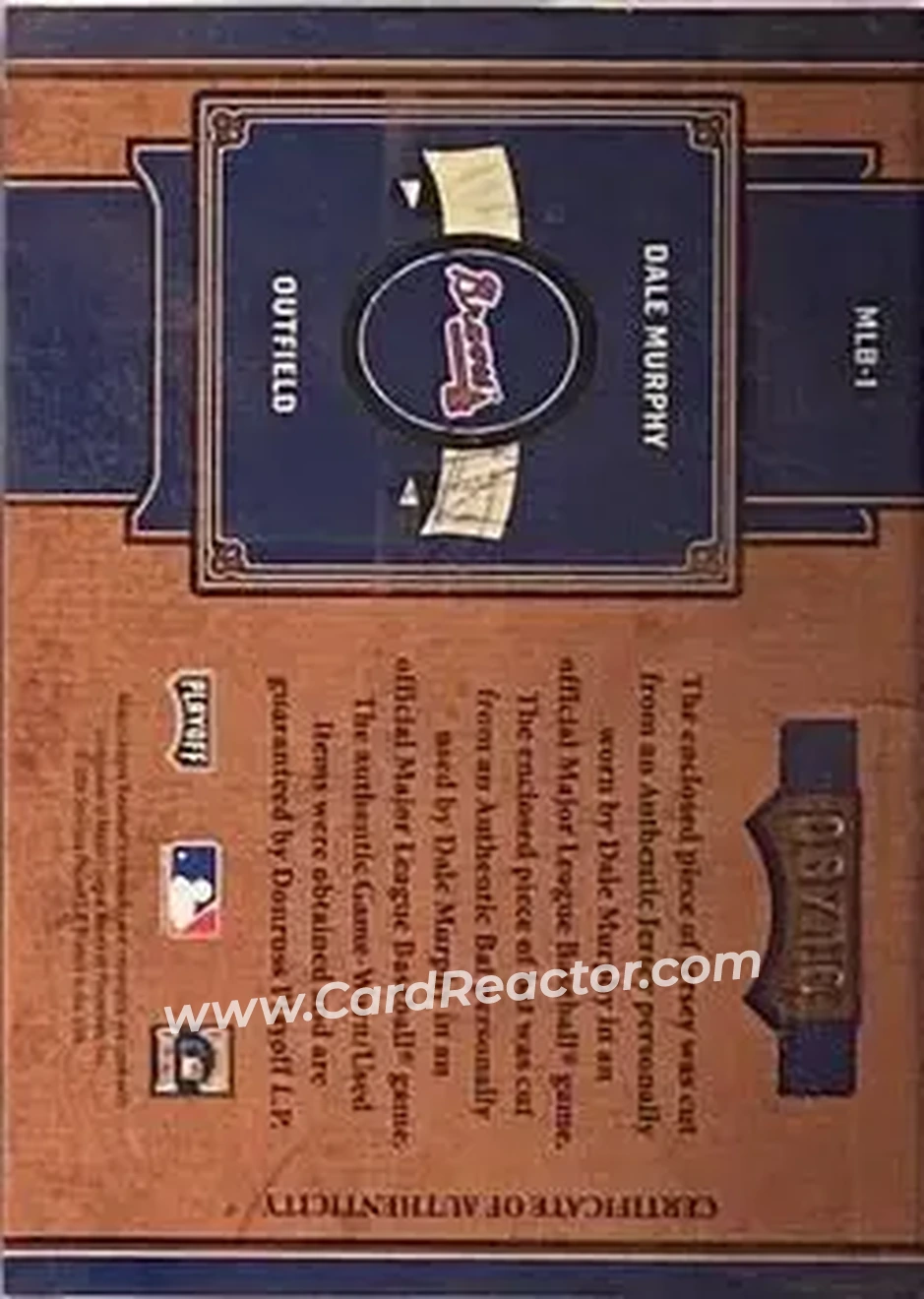 2004 Playoff Prime Cuts II - MLB Icons Material Combo #MLB-1 - Dale Murphy - Atlanta Braves - Back