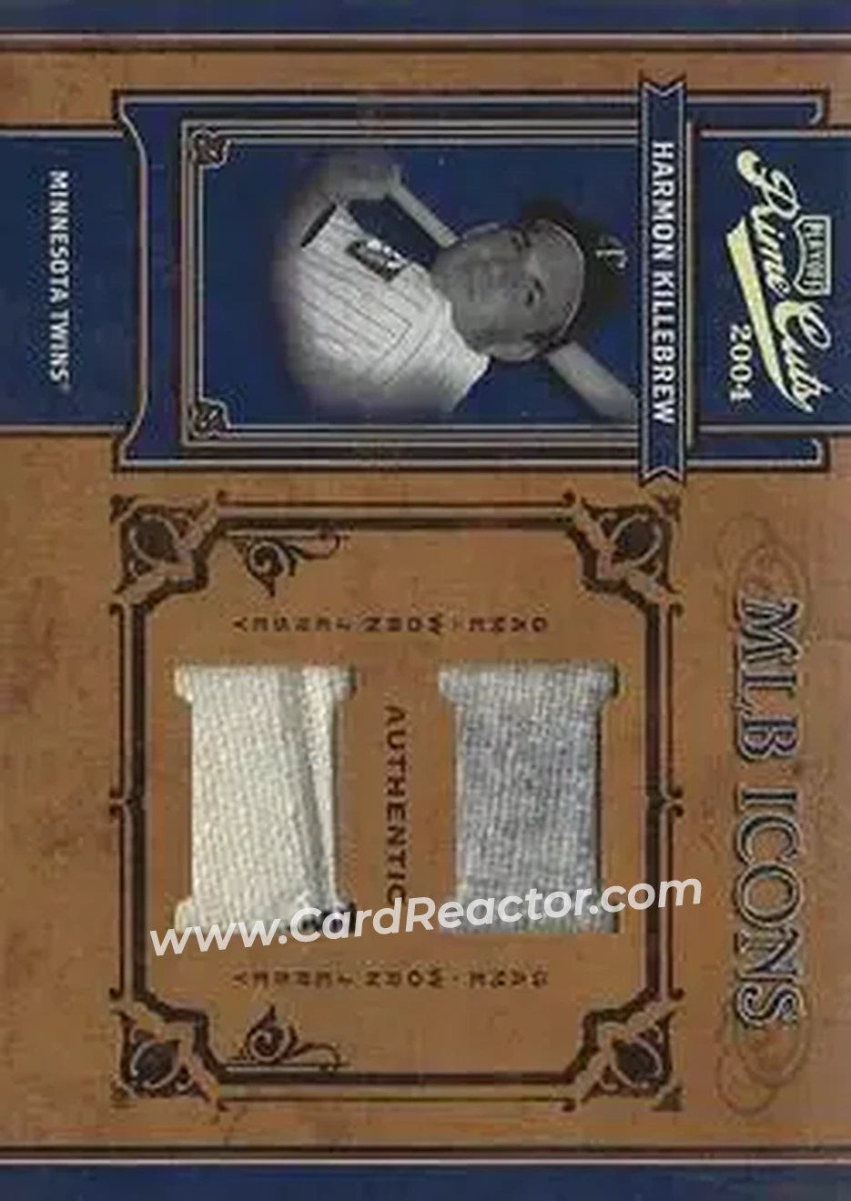 2004 Playoff Prime Cuts II - MLB Icons Material Combo #MLB-49 - Harmon Killebrew - Minnesota Twins - Front