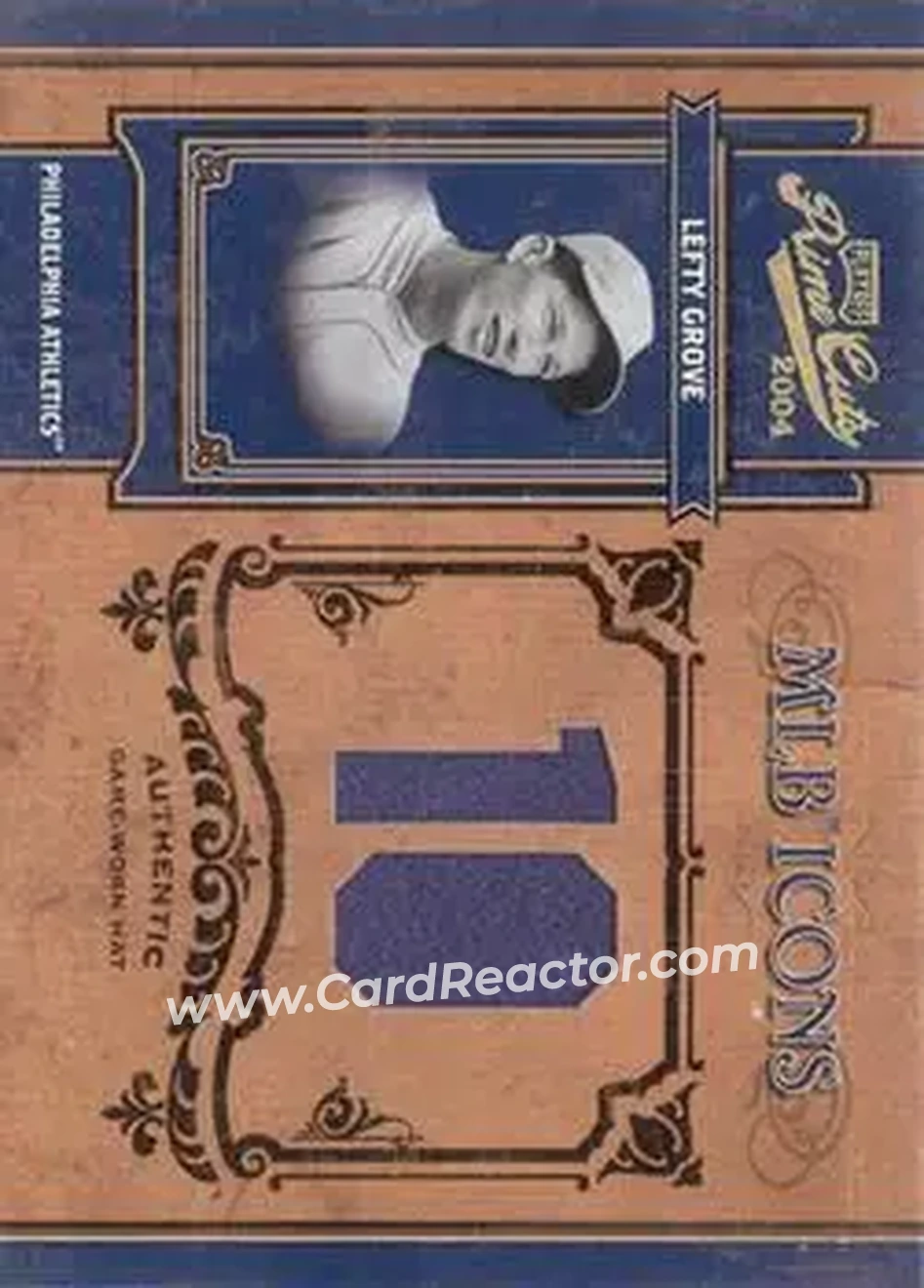 2004 Playoff Prime Cuts II - MLB Icons Material Number #MLB-77 - Lefty Grove - Philadelphia Athletics - Front 2004 Playoff Prime Cuts II - MLB Icons Material Number #MLB-77 - Lefty Grove - Philadelphia Athletics - Front