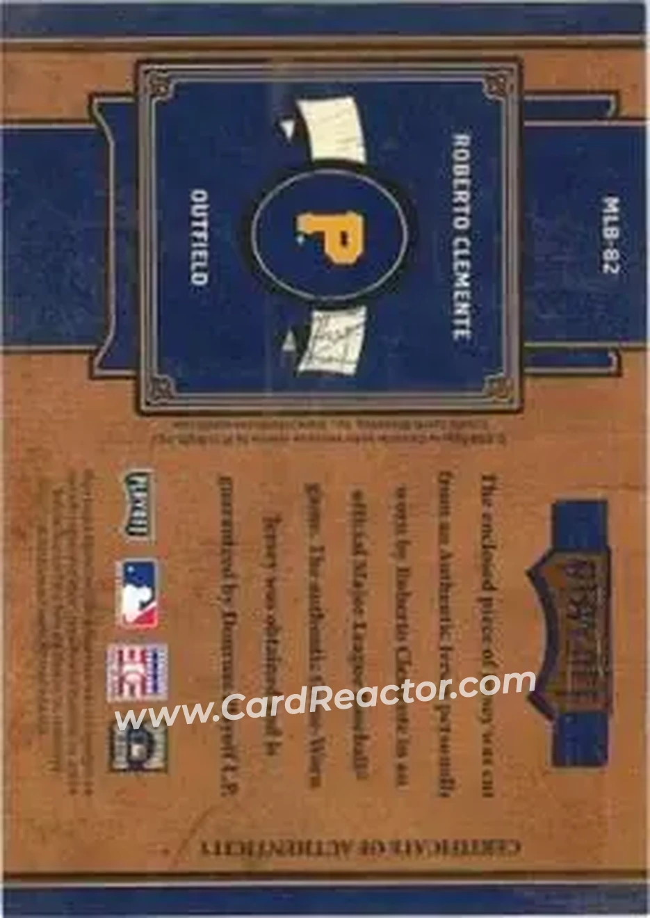 2004 Playoff Prime Cuts II - MLB Icons Material Number #MLB-82 - Bob Clemente - Pittsburgh Pirates - Back