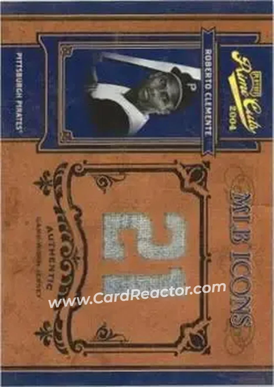 2004 Playoff Prime Cuts II - MLB Icons Material Number #MLB-82 - Bob Clemente - Pittsburgh Pirates - Front