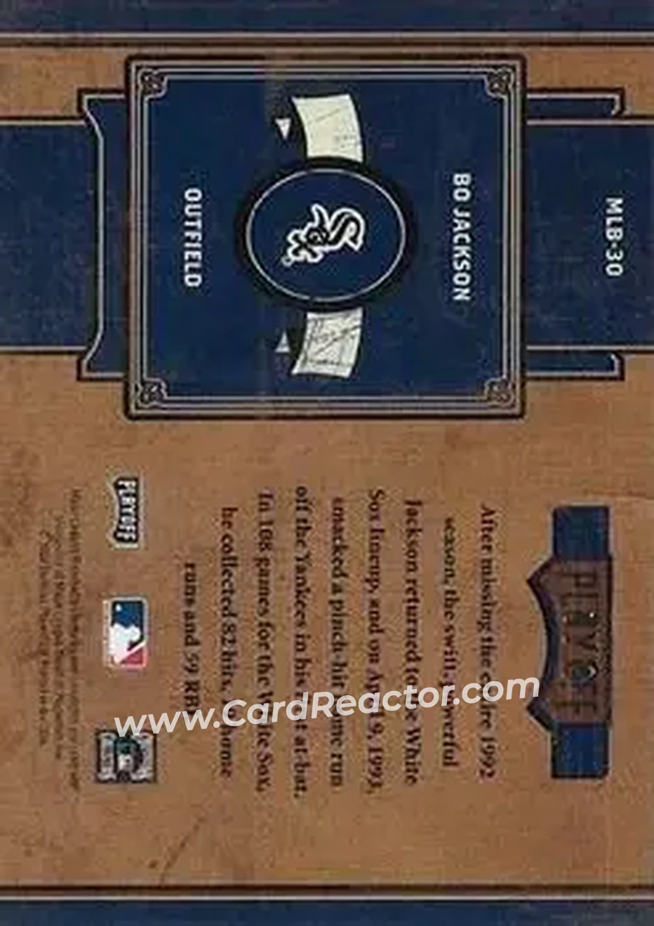 2004 Playoff Prime Cuts II - MLB Icons Signature Century Gold #MLB-30 - Bo Jackson - Chicago White Sox - Back