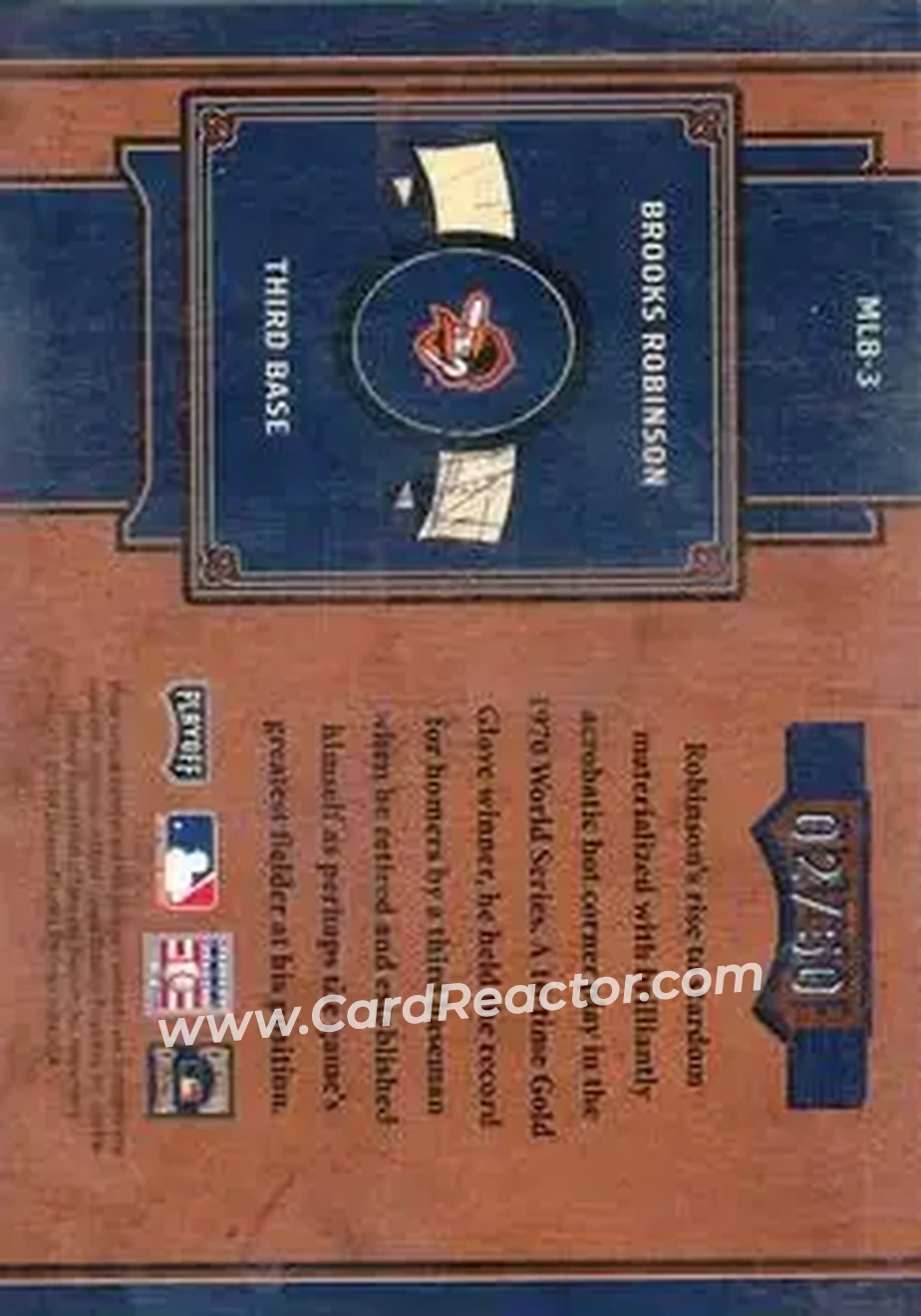 2004 Playoff Prime Cuts II - MLB Icons Signature Century Silver #MLB-3 - Brooks Robinson - Baltimore Orioles - Back