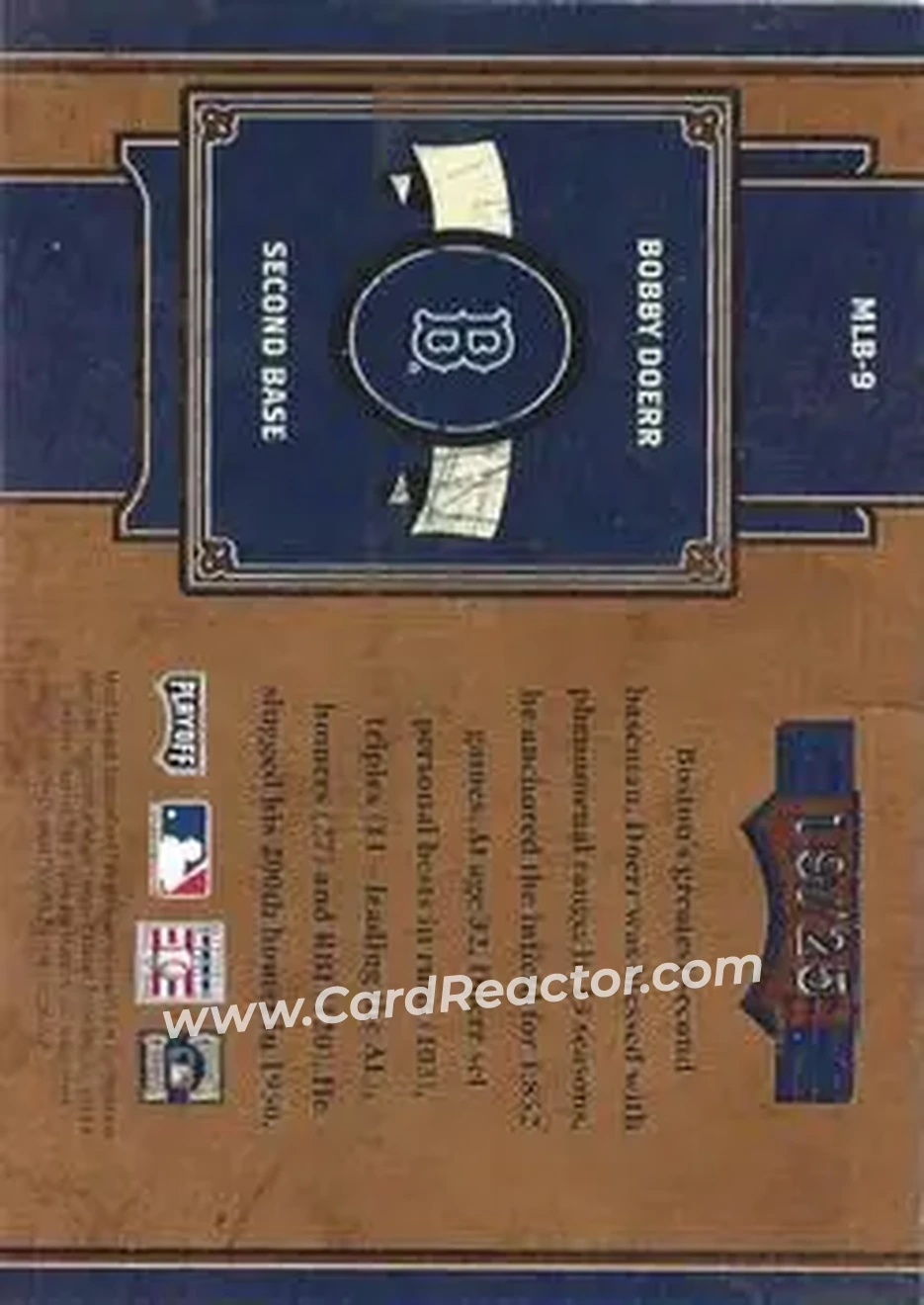 2004 Playoff Prime Cuts II - MLB Icons Signature Century Silver #MLB-9 - Bobby Doerr - Boston Red Sox - Back
