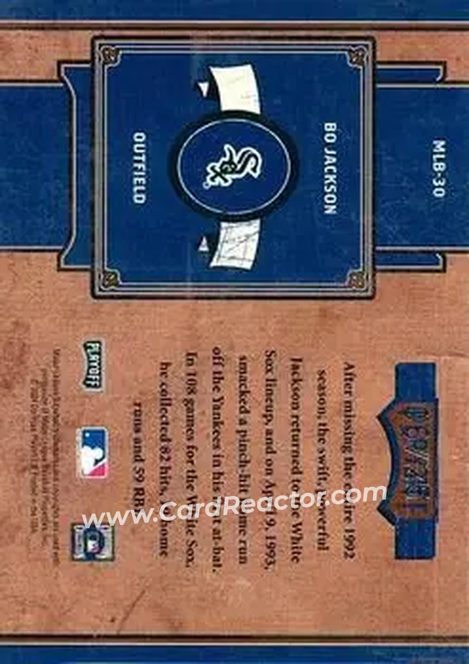 2004 Playoff Prime Cuts II - MLB Icons Signature Century Silver #MLB-30 - Bo Jackson - Chicago White Sox - Back