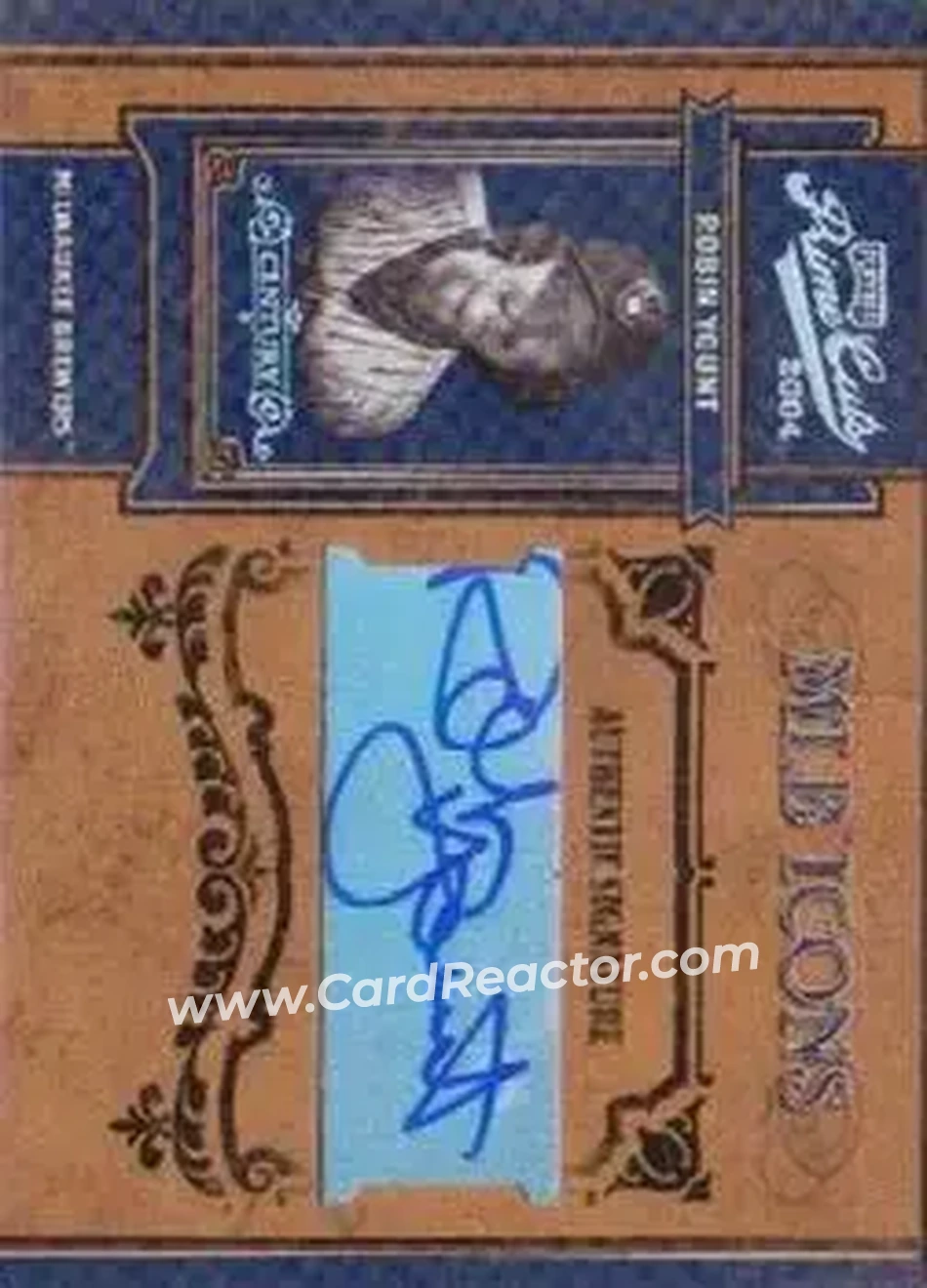 2004 Playoff Prime Cuts II - MLB Icons Signature Century Silver #MLB-48 - Robin Yount - Milwaukee Brewers - Front 2004 Playoff Prime Cuts II - MLB Icons Signature Century Silver #MLB-48 - Robin Yount - Milwaukee Brewers - Front