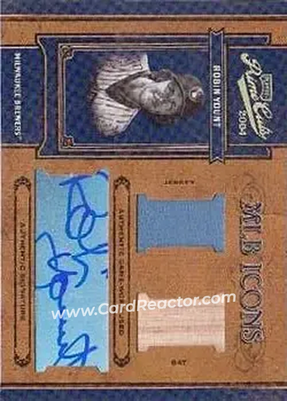 2004 Playoff Prime Cuts II - MLB Icons Signature Material Combo #MLB-48 - Robin Yount - Milwaukee Brewers - Front