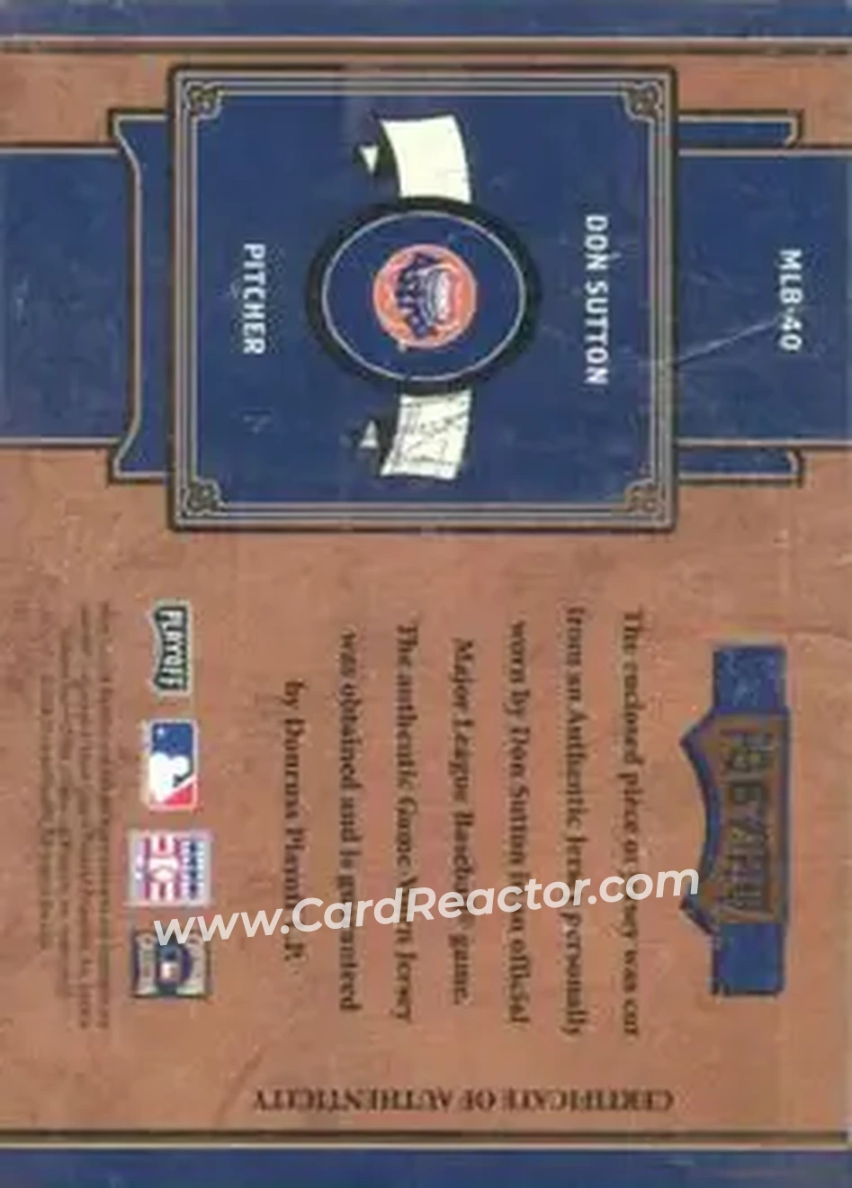 2004 Playoff Prime Cuts II - MLB Icons Signature Material Number #MLB-40 - Don Sutton - Houston Astros - Back