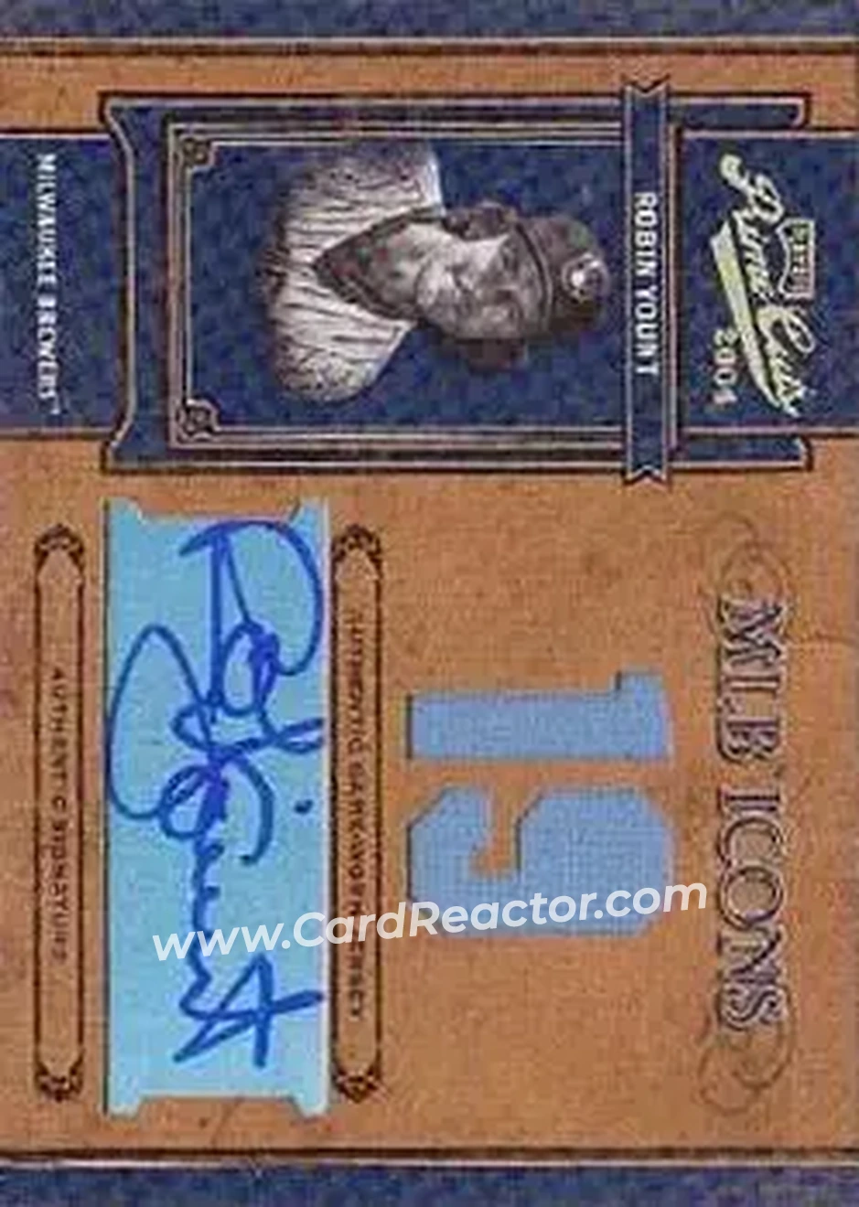 2004 Playoff Prime Cuts II - MLB Icons Signature Material Number #MLB-48 - Robin Yount - Milwaukee Brewers - Front