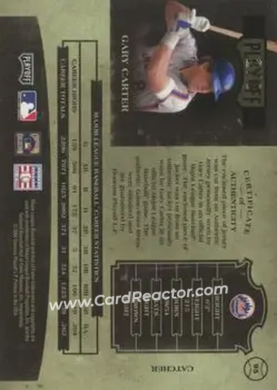 2004 Playoff Prime Cuts II - Material Combo Prime #95 - Gary Carter - New York Mets - Back