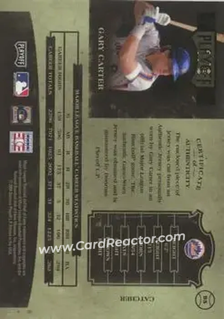 2004 Playoff Prime Cuts II - Material Number #95 - Gary Carter - New York Mets - Back