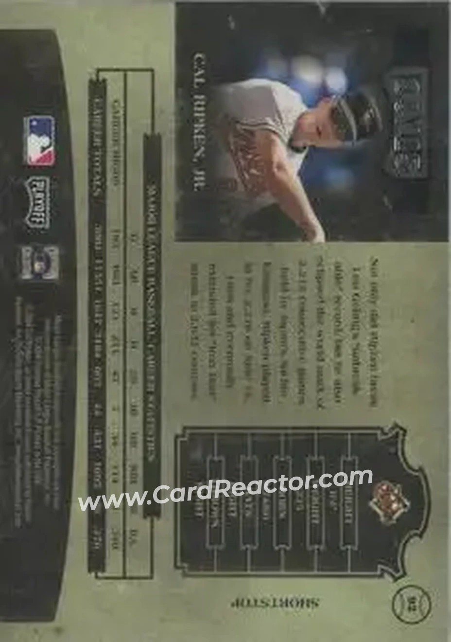 2004 Playoff Prime Cuts II - Signature Century Silver #92 - Cal Ripken - Baltimore Orioles - Back