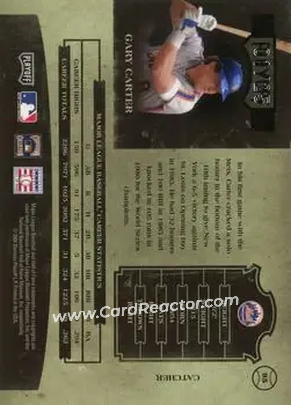 2004 Playoff Prime Cuts II - Signature Century Silver #95 - Gary Carter - New York Mets - Back
