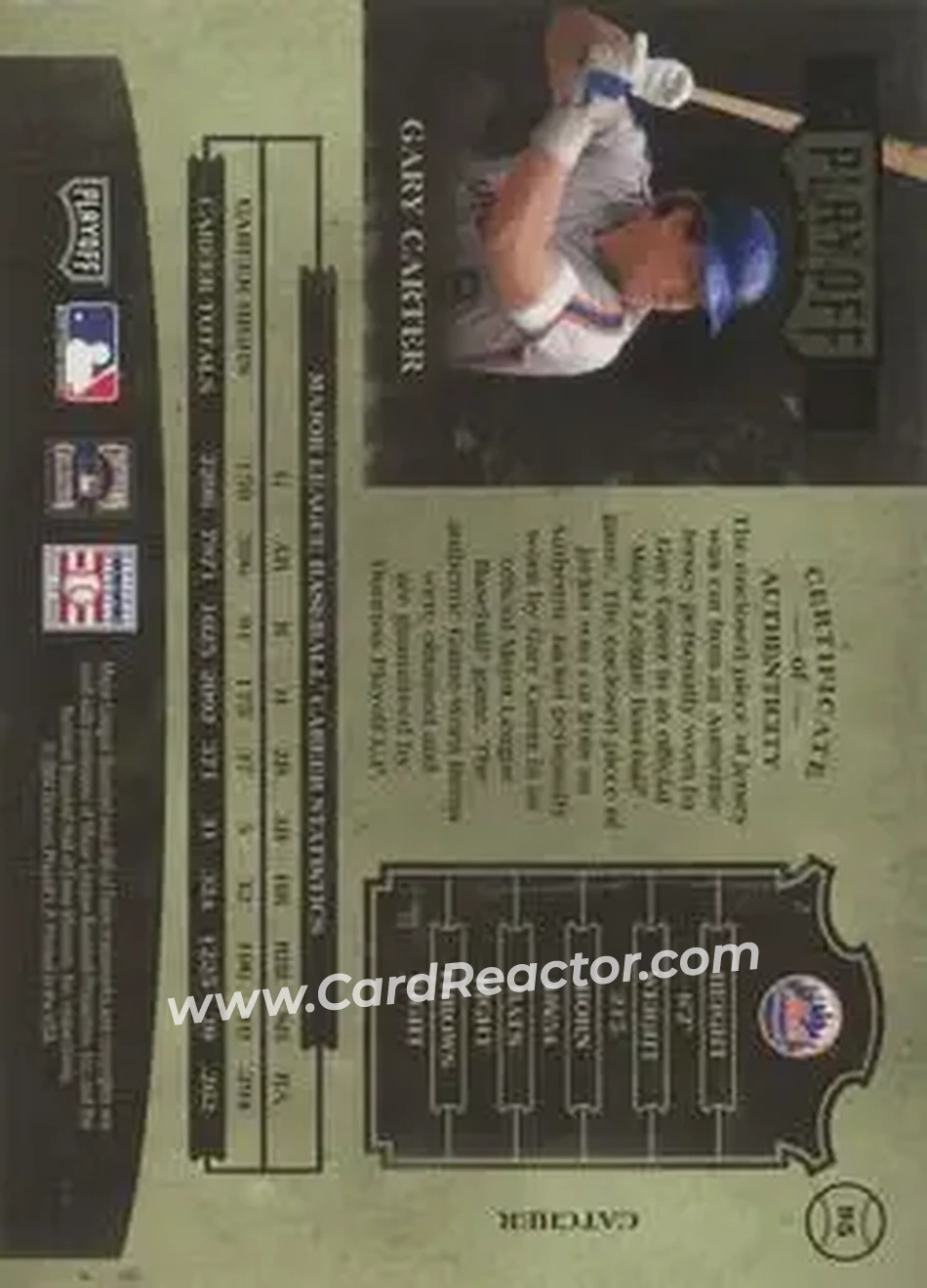 2004 Playoff Prime Cuts II - Signature Material Combo #95 - Gary Carter - New York Mets - Back