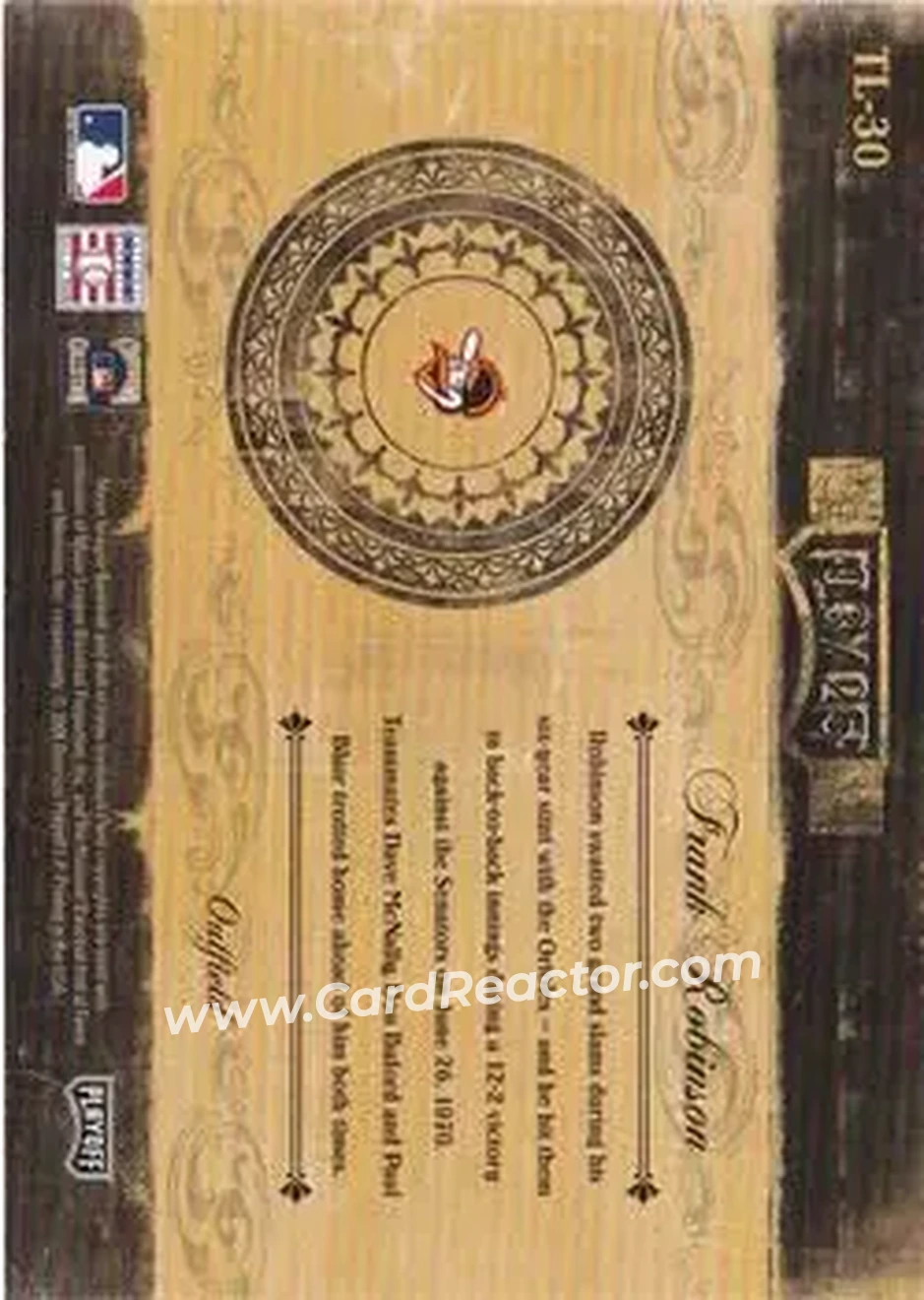 2004 Playoff Prime Cuts II - Timeline Century Silver #TL-30 - Frank Robinson - Baltimore Orioles - Back