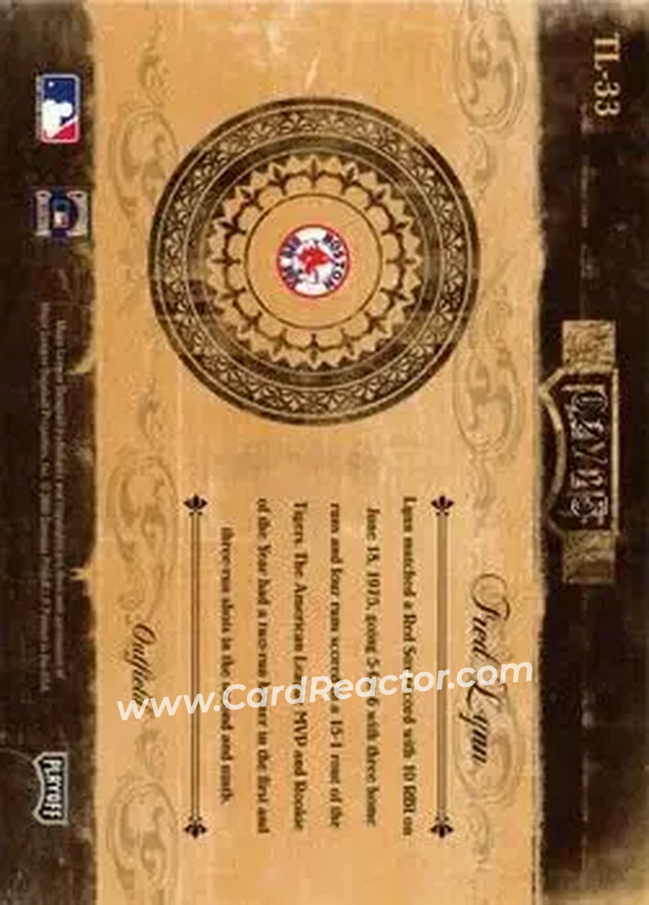 2004 Playoff Prime Cuts II - Timeline Century Silver #TL-33 - Fred Lynn - Boston Red Sox - Back