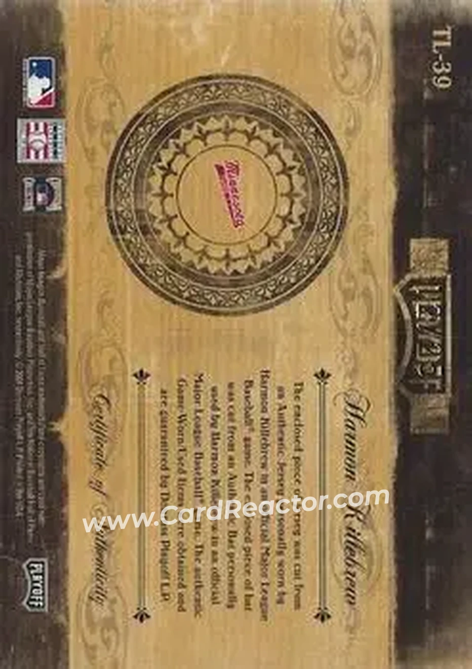 2004 Playoff Prime Cuts II - Timeline Material Combo #TL-39 - Harmon Killebrew - Minnesota Twins - Back