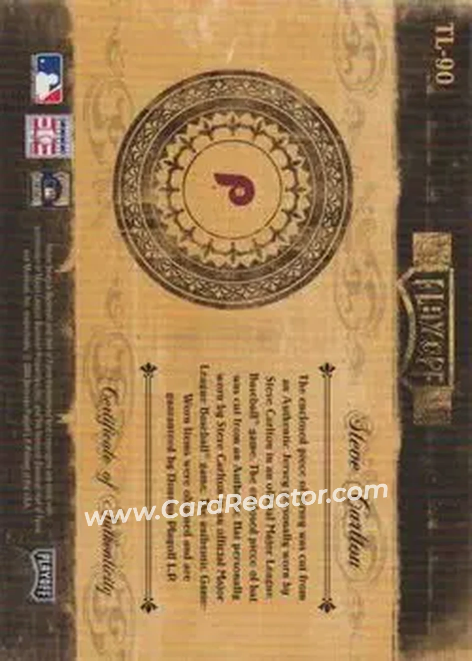 2004 Playoff Prime Cuts II - Timeline Material Combo CY #TL-90 - Steve Carlton - Philadelphia Phillies - Back