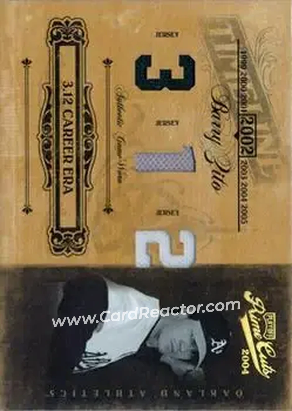 2004 Playoff Prime Cuts II - Timeline Material Trio Stats #TL-5 - Barry Zito - Oakland Athletics - Front