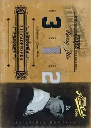 2004 Playoff Prime Cuts II - Timeline Material Trio Stats #TL-5 - Barry Zito - Oakland Athletics