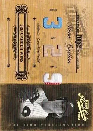 2004 Playoff Prime Cuts II - Timeline Material Trio Stats #TL-90 - Steve Carlton - Philadelphia Phillies