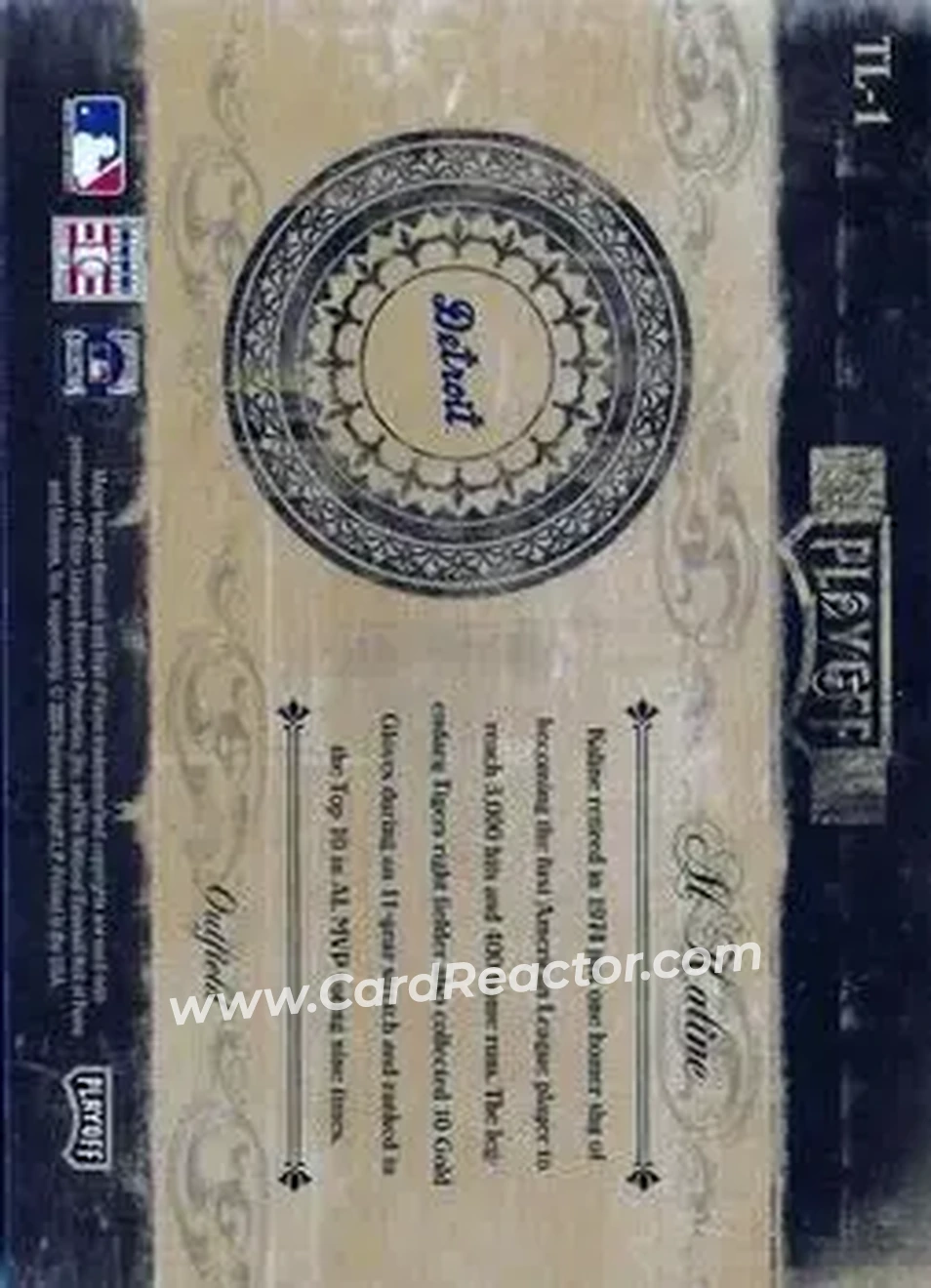 2004 Playoff Prime Cuts II - Timeline Signature Century Gold #TL-1 - Al Kaline - Detroit Tigers - Back