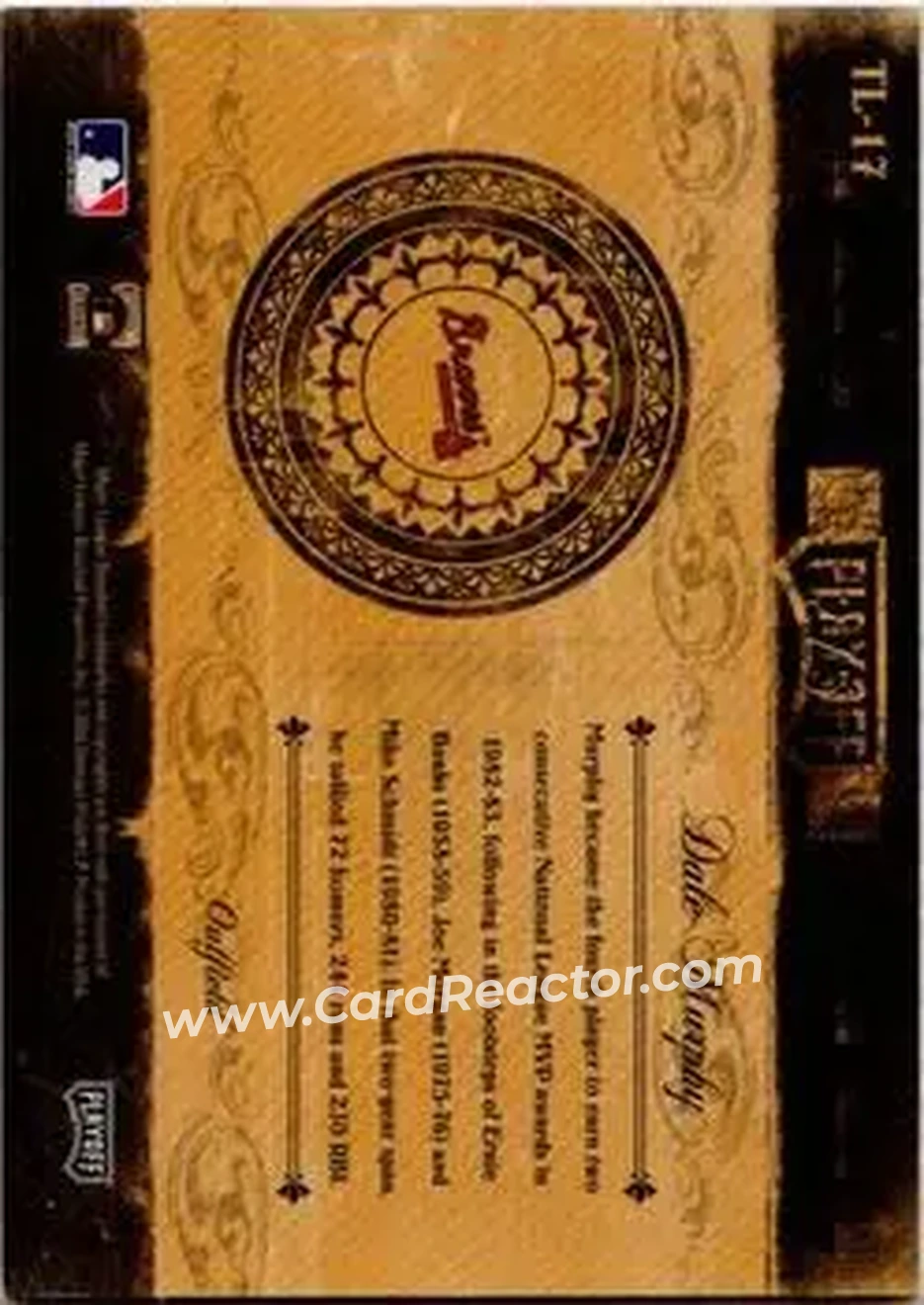 2004 Playoff Prime Cuts II - Timeline Signature Century Gold #TL-17 - Dale Murphy - Atlanta Braves - Back