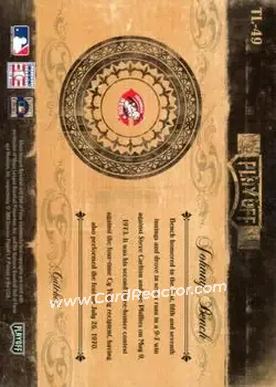 2004 Playoff Prime Cuts II - Timeline Signature Century Gold #TL-49 - Johnny Bench - Cincinnati Reds - Back