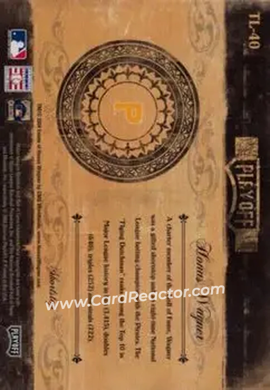 2004 Playoff Prime Cuts II - Timeline Signature Century Platinum #TL-40 - Honus Wagner - Pittsburgh Pirates - Back