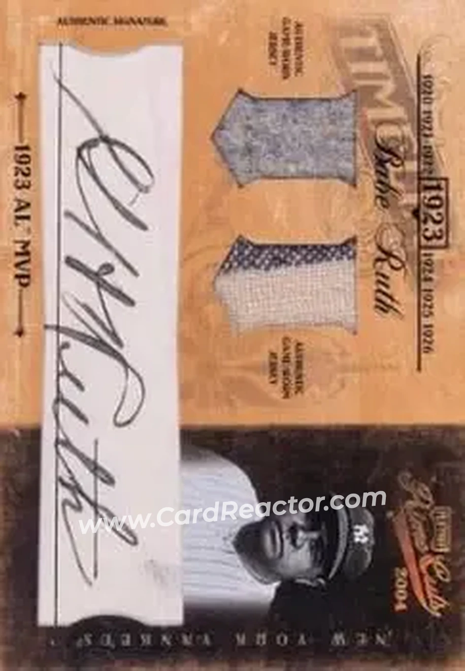 2004 Playoff Prime Cuts II - Timeline Signature Material Combo #TL-4 - Babe Ruth - New York Yankees - Front