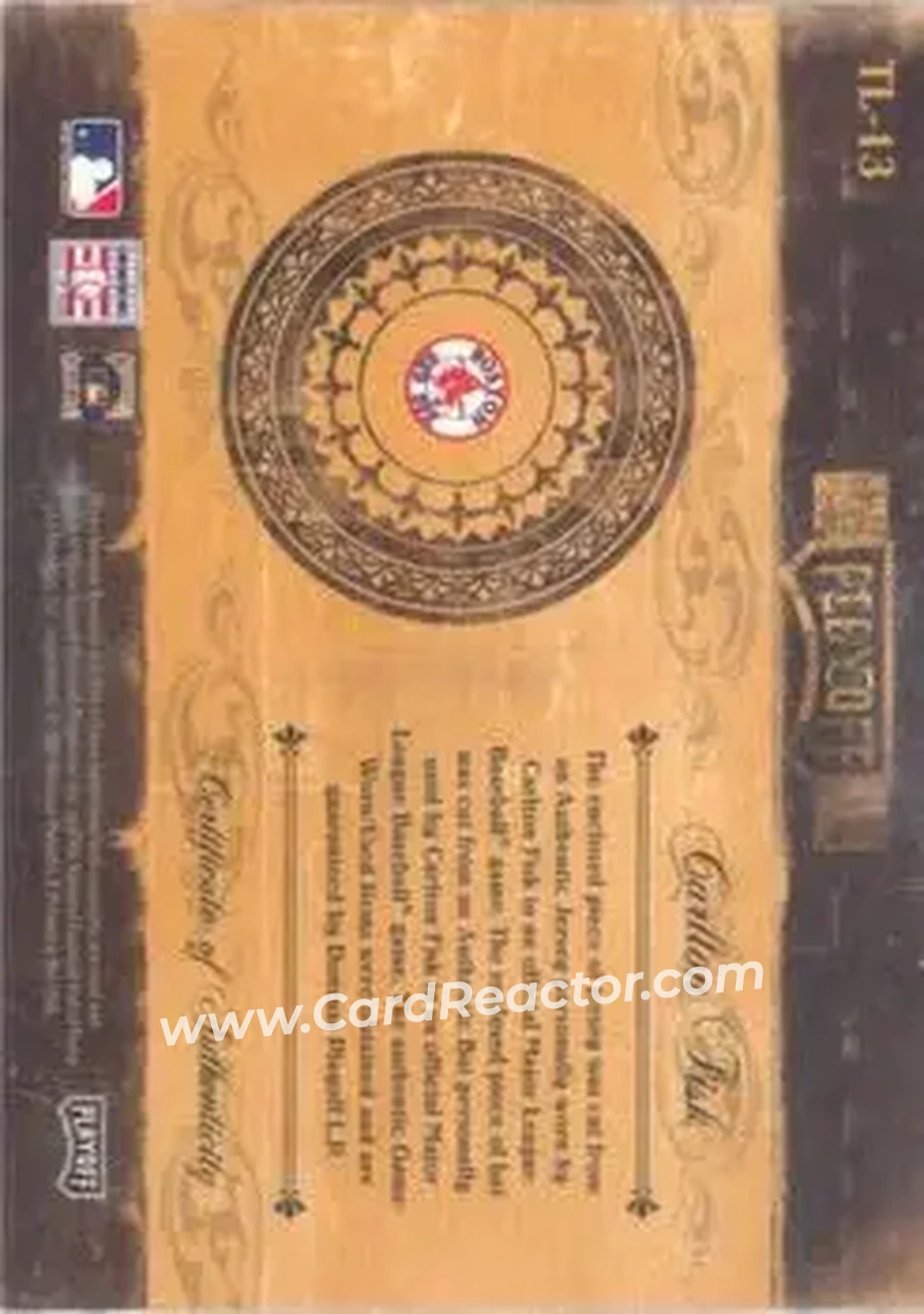 2004 Playoff Prime Cuts II - Timeline Signature Material Combo #TL-13 - Carlton Fisk - Boston Red Sox - Back