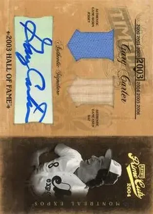 2004 Playoff Prime Cuts II - Timeline Signature Material Combo #TL-34 - Gary Carter - Montreal Expos