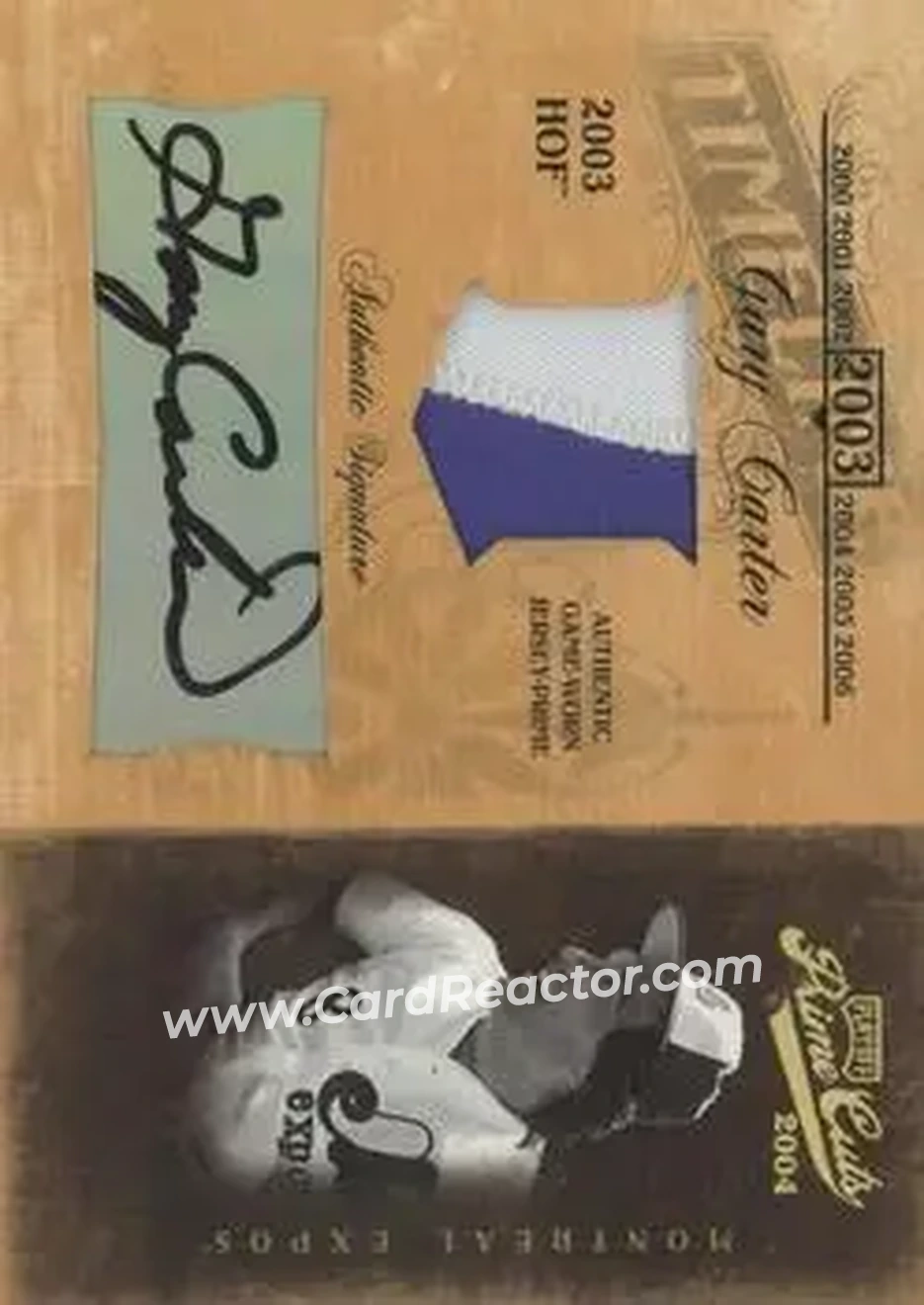 2004 Playoff Prime Cuts II - Timeline Signature Material Prime #TL-34 - Gary Carter - Montreal Expos - Front
