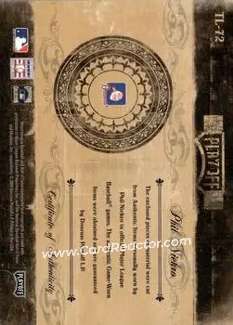 2004 Playoff Prime Cuts II - Timeline Signature Material Trio #TL-72 - Phil Niekro - Atlanta Braves - Back