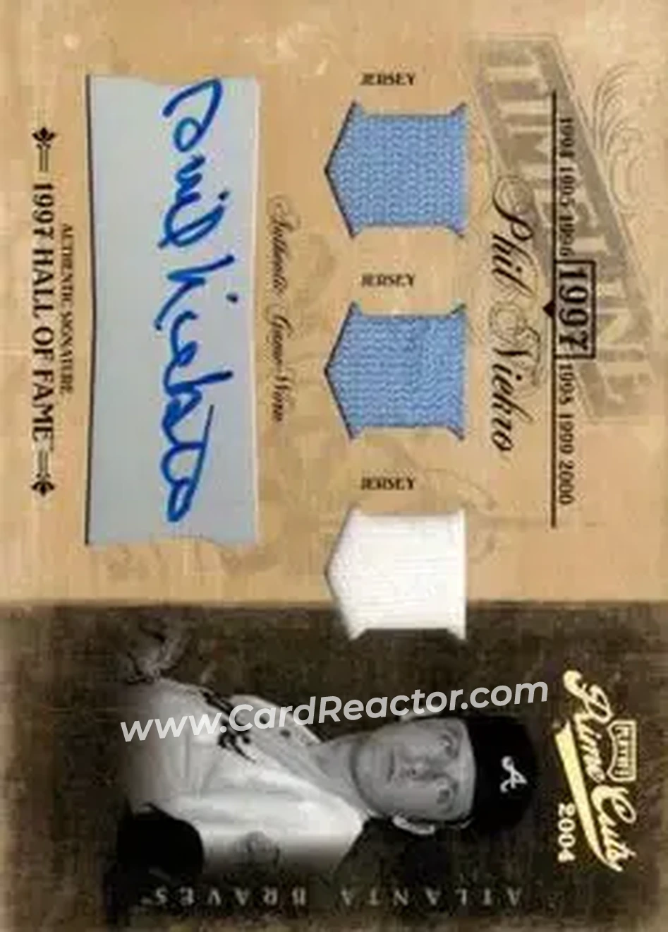 2004 Playoff Prime Cuts II - Timeline Signature Material Trio #TL-72 - Phil Niekro - Atlanta Braves - Front