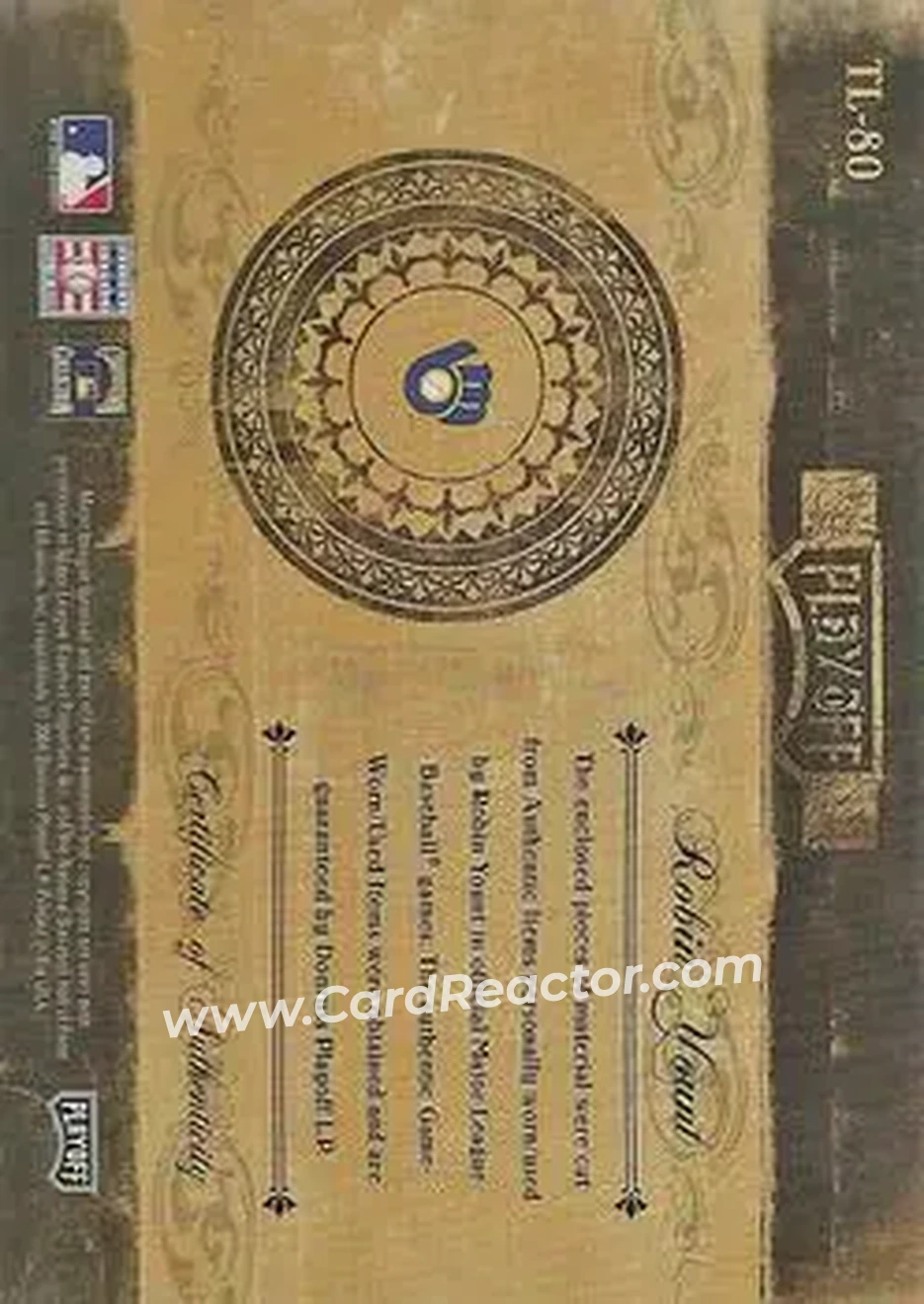 2004 Playoff Prime Cuts II - Timeline Signature Material Trio MVP #TL-80 - Robin Yount - Milwaukee Brewers - Back