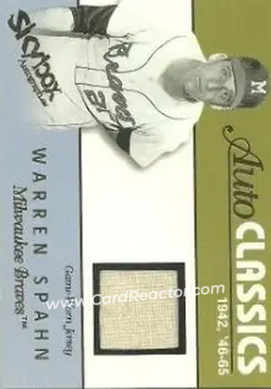2004 SkyBox Autographics - Autoclassics Memorabilia #AM-WS - Warren Spahn - Milwaukee Braves - Front