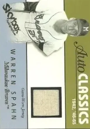2004 SkyBox Autographics - Autoclassics Memorabilia #AM-WS - Warren Spahn - Milwaukee Braves