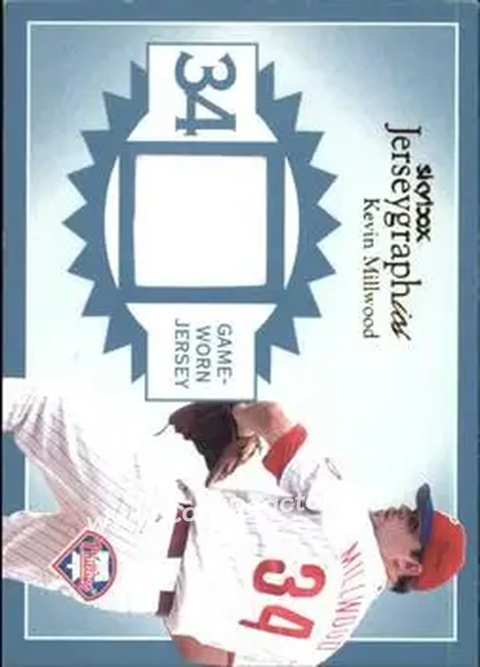 2004 SkyBox Autographics - Jerseygraphics Blue #J-KM - Kevin Millwood - Philadelphia Phillies - Front 2004 SkyBox Autographics - Jerseygraphics Blue #J-KM - Kevin Millwood - Philadelphia Phillies - Front